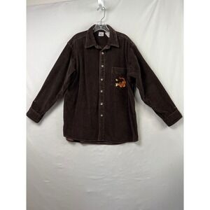 Disney Store Corduroy Shirt Shacket Mens Brown Tigger Embroidered Vintage